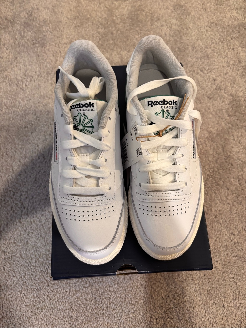 Reebok Classic White Leather Sneakers club c 85